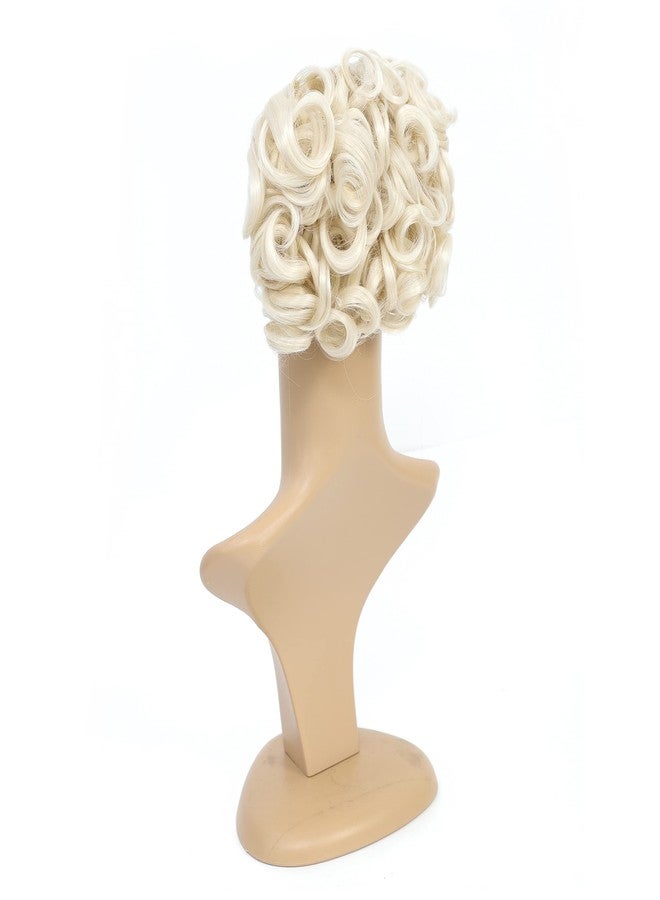 SWACC Short Messy Curly Dish Hair Bun Extension Easy Stretch hair Combs Clip in Ponytail Extension Scrunchie Chignon Tray Ponytail Hairpieces (Platinum Blonde-60#) - Image 5
